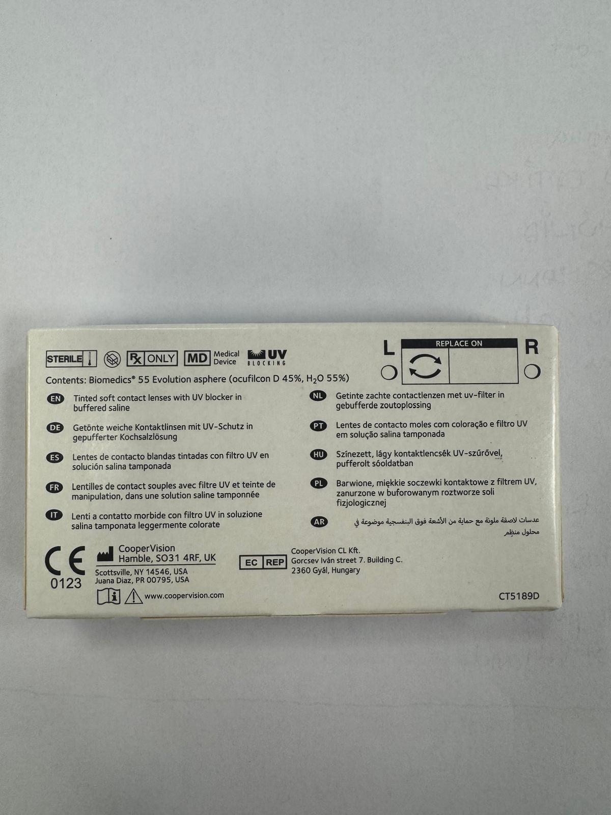 Biomedics 55 Evolution 1-kuu, BC 8.6 3tk "-" tugevused tühjendusmüük